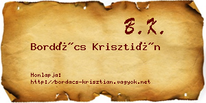 Bordács Krisztián névjegykártya